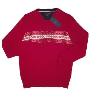 NEW Vintage Tommy Hilfiger Sweater!  Red With Snowflake Design  Lighter Weight